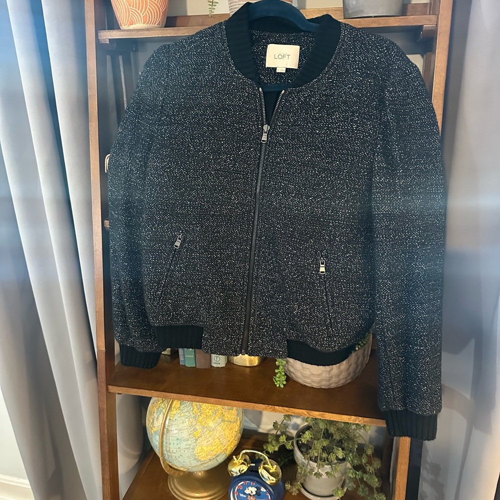 LOFT Textured Black and Gray Jacket